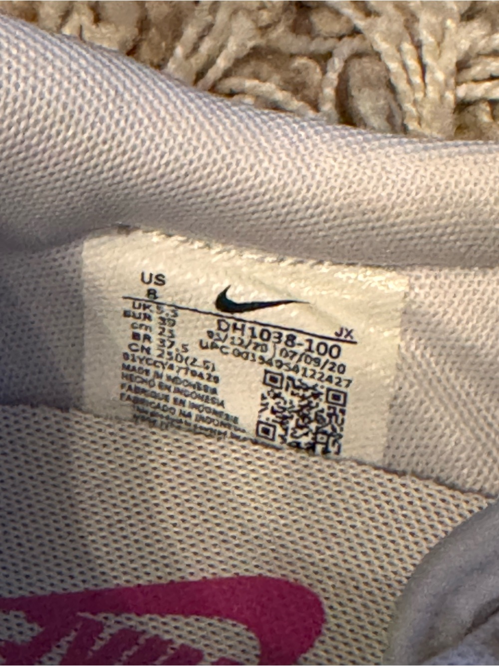 Nike White Sneakers with Pink Swoosh and Accents - Picture 7 of 7